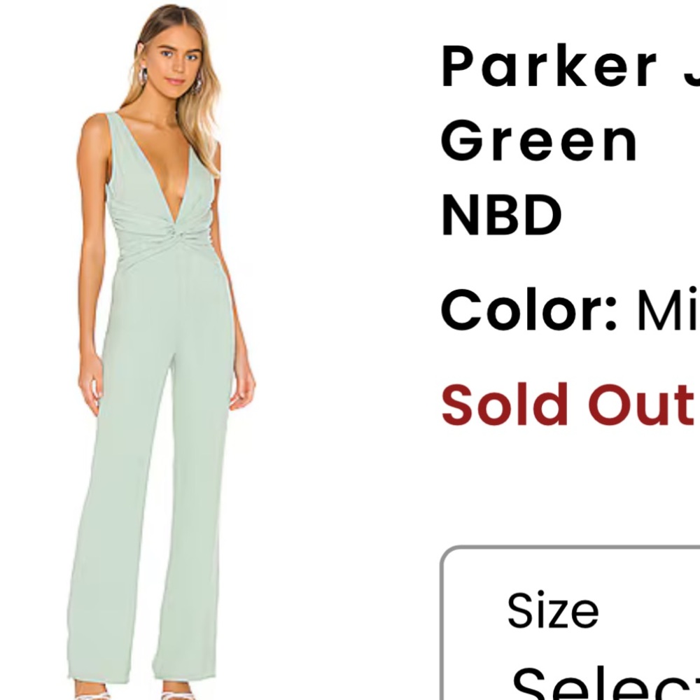 NBD Light Green Sleeveless Jumpsuit